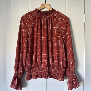 Worthington Rust Geometric Blouse
